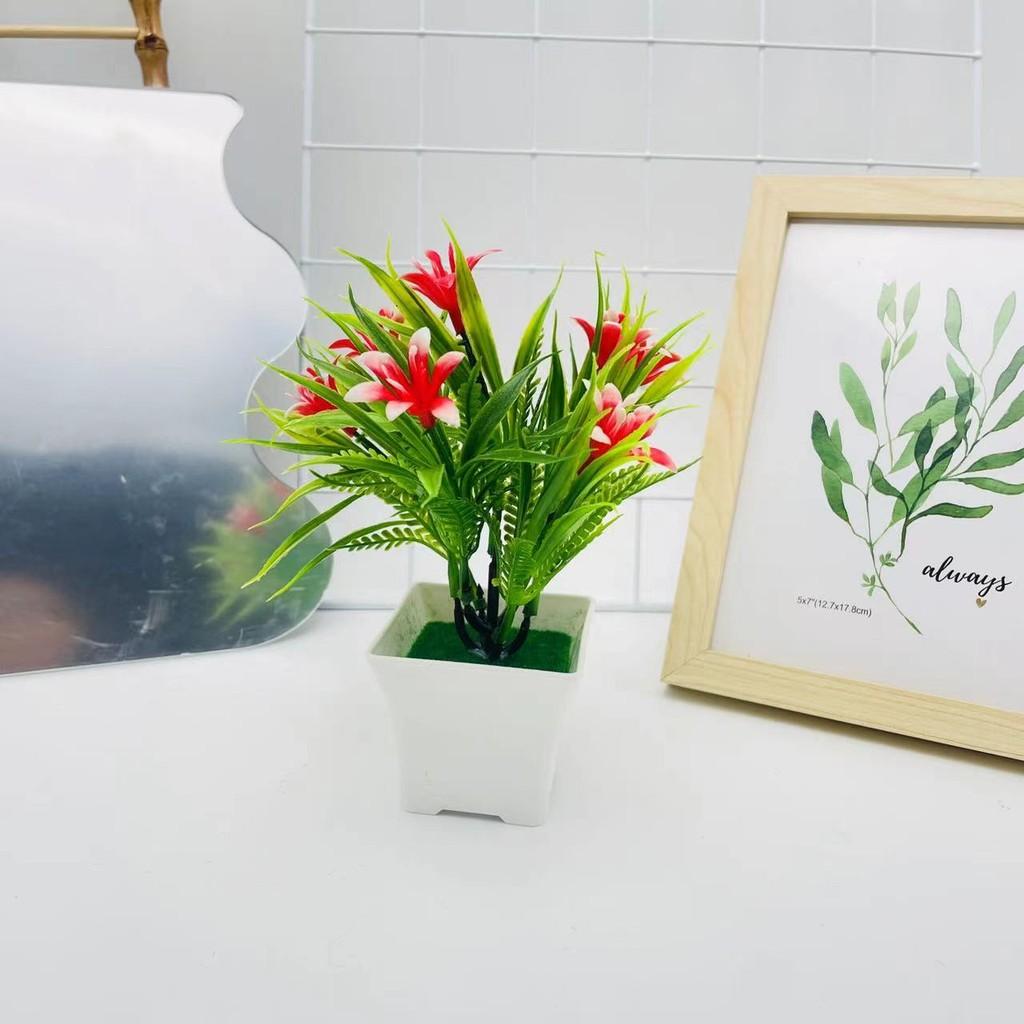 

Cymbidium Artificial Potted Plant For Photography And Home Projects Decoration Bright Red