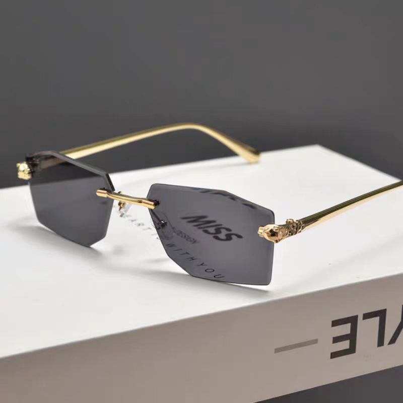 Luxury Frameless Square Sunglasses Men Alloy Frameless Gradient Sun Glasses Women Fashion Retro Polygon Eyewear