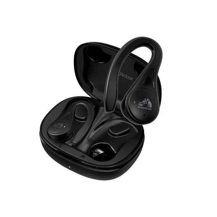 JVC Victor HA-EC25T Truly Wireless Earbuds - Earhook Style - 6.9g/ear - 30hr Playtime - Waterproof - Bluetooth 5.1 - Sports - Black -