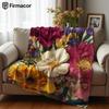 Vibrant Vintage Floral Ultra Soft Sherpa Fleece Blanket Fluffy Warm Halloween Cozy Throw for Sofa Couch Bedroom Gift All Season