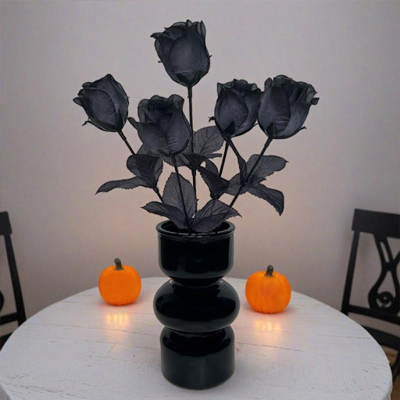 1 Stück Realistische Seiden-Schwarze Rosen Fotografie Hintergrund Blumen Gothic Heimdeko Simulierte Schwarze Rose 36cm