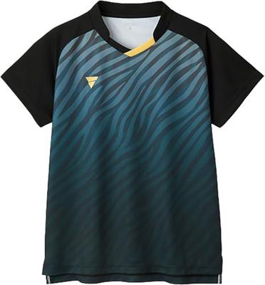 Victas Table Tennis Game Shirt V-GS501, JTTA Approved, Moisture-Wicking, Quick-Drying, Unisex, Sizes 140cm-4XL, Black, Size L (512501)