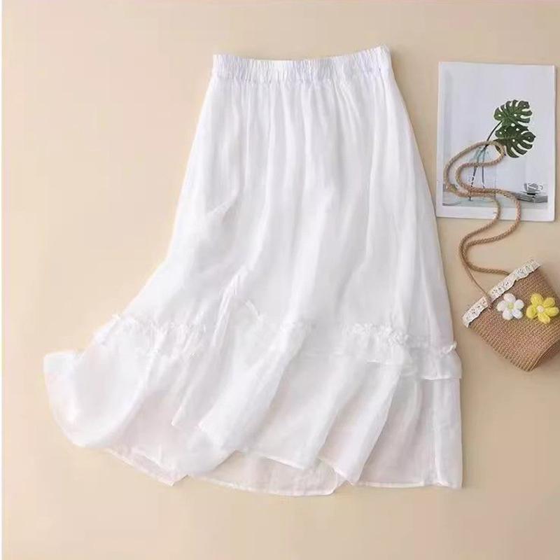 

Юбка женская летняя повседневная универсальная эластичная с высокой талией свободная юбка-бюстье большого размера эластичная тонкая однотонная платья M белый