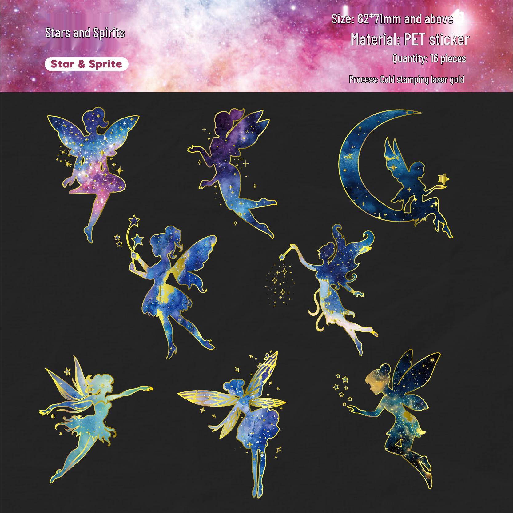 RetroStory Stargazing Series: Dreamy Elk and Angel Scenery Stickers for Journals