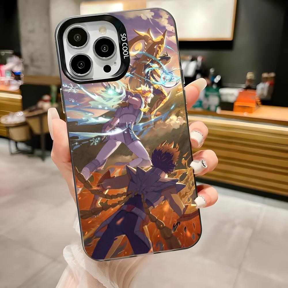 S-Saint Seiya Knights Zodiac Phone Case For iPhone 16,15,14,13,12,11,Pro,Max,Plus,Mini,XS,SE Anti Fall Black Matte Hard Bumper