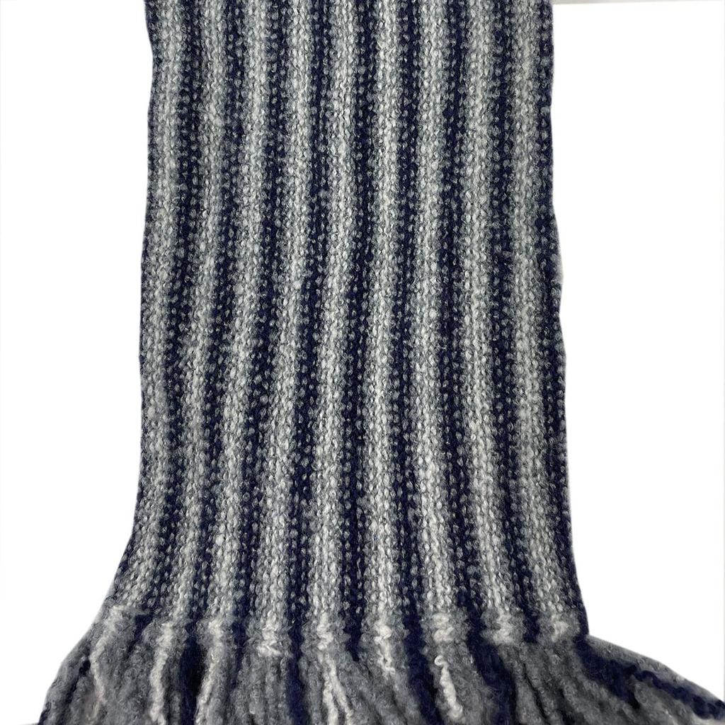 TERAICHI Fringed Compact Russell Insert Neck Petite Mini Unisex Scarf, Pattern, Warmer, Scarf, Scarf, (Navy)