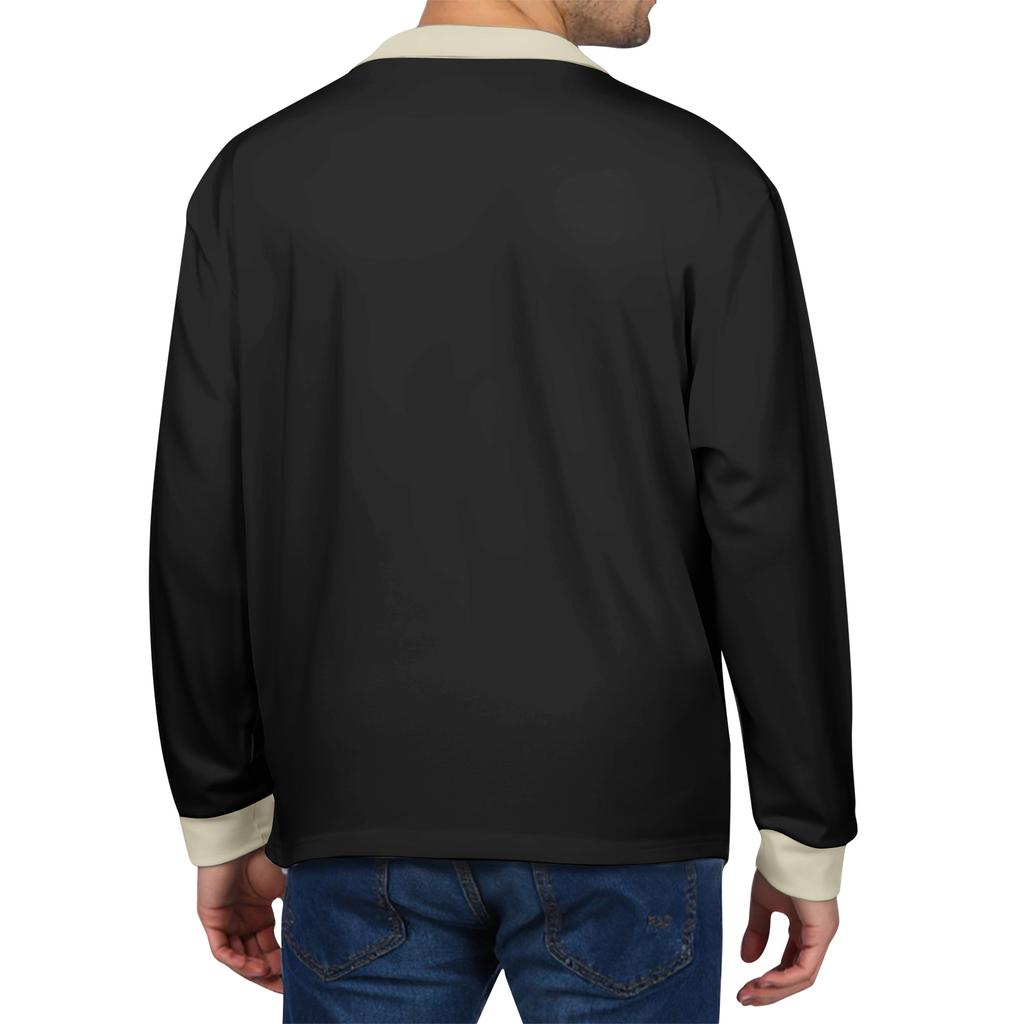 Men's Casual Color-Blocked Button-Up Long-Sleeve Tops