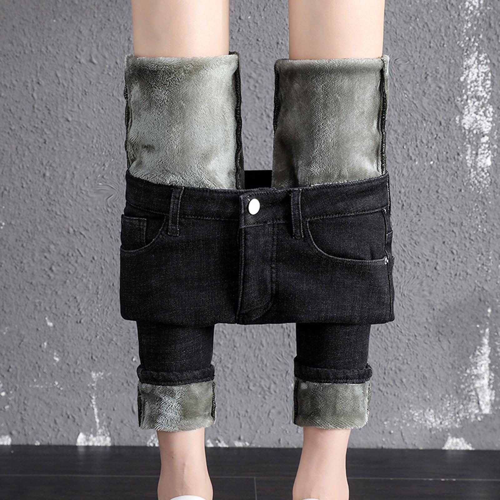 

Модні жіночі повсякденні джинси з оксамитовою еластичною високою талією, плюс розмір, брюки-олівці 28 чорний