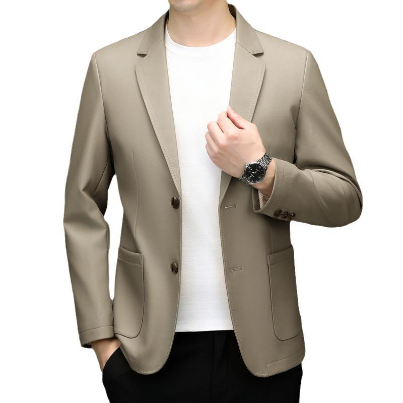 Sacou Casual din Piele pentru Bărbați 2024 – Jachetă Trendy de Primăvară/Toamnă pentru Bărbați de Vârstă Mijlocie