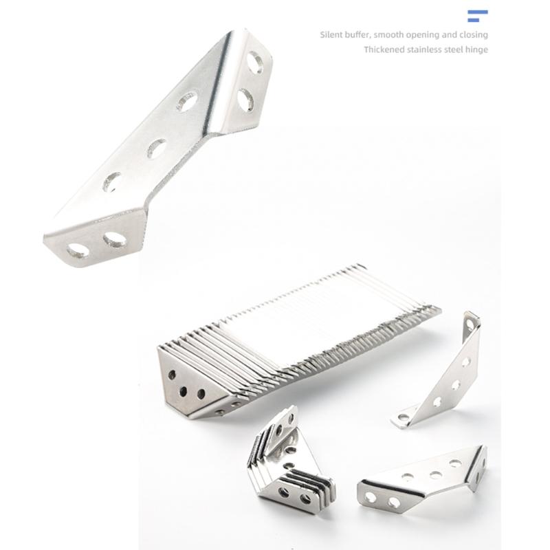 100Pcs Stainless Steel Furniture Corner Connector Cabinet Support Fixing Frame Corners Brace for Wood, Shelf Supports