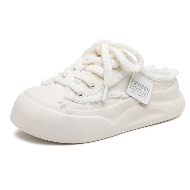 Women's Canvas Half Slippers Breathable Casual Sneakers for Women Platform Vulcanize Shoes Comfort Slip On Loafers Zapatos Mujer