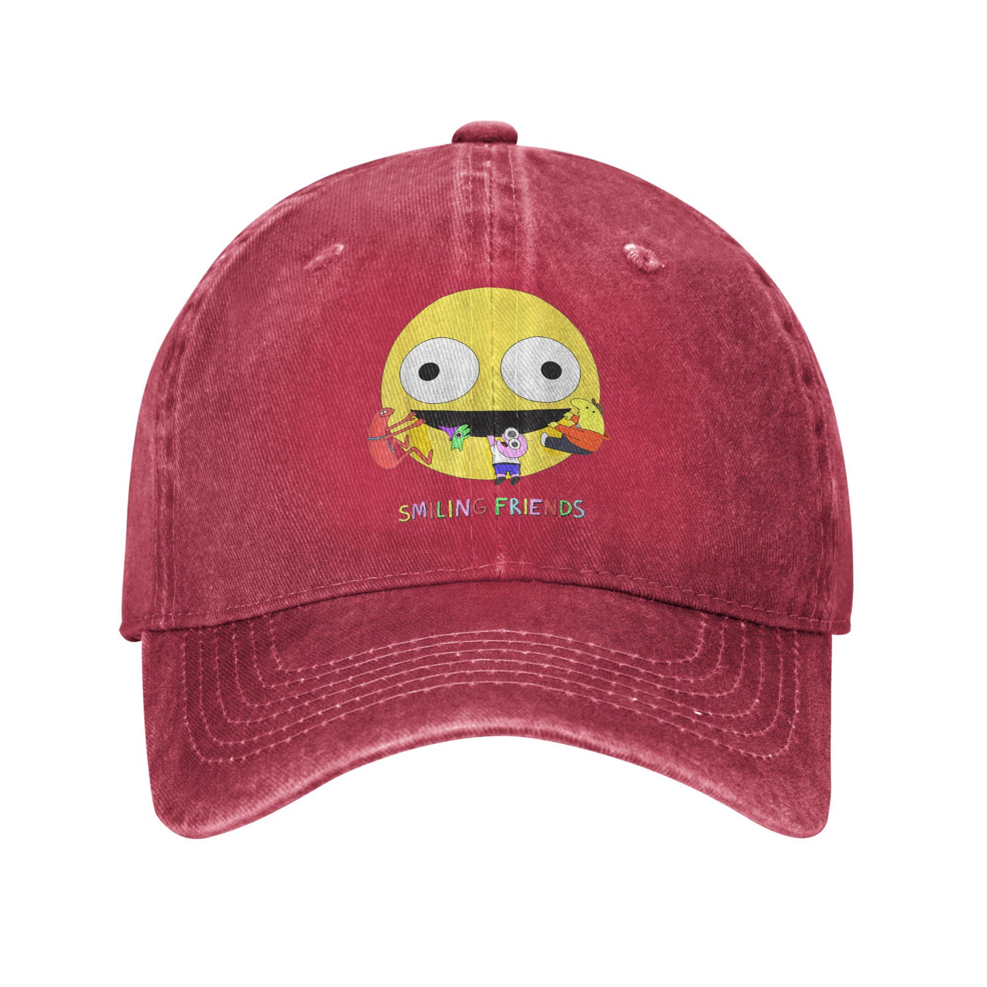 Spring Smiling Friends Funny Cartoon Baseball Cap Wholesale Design Washed Trucker Hat Male Streetwear Outdoor Gym Baseball Caps One Size