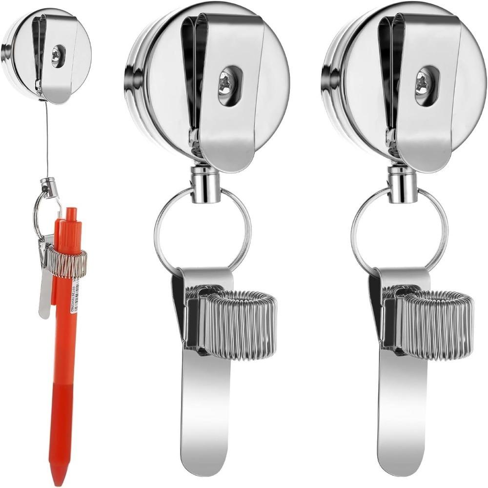 

Universal Pen Pencil Holder Retractable Pull Key Ring New with Belt Clip
