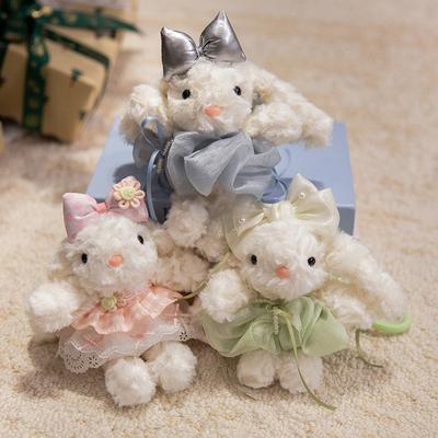 Pingente de Coelho Fofo Criativo Caído Argola de Cabelo Removível Coelho Brinquedo de Pelúcia Boneca Bolsa Chaveiro Presente