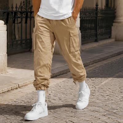 Pantalon Streetwear Coupe Ample Homme Pantalon Cargo, Pantalon Jogging Lâche avec Cordon de Serrage Réglable Manchette Durable pour Randonnée en Plein Air, Multi-Poches,