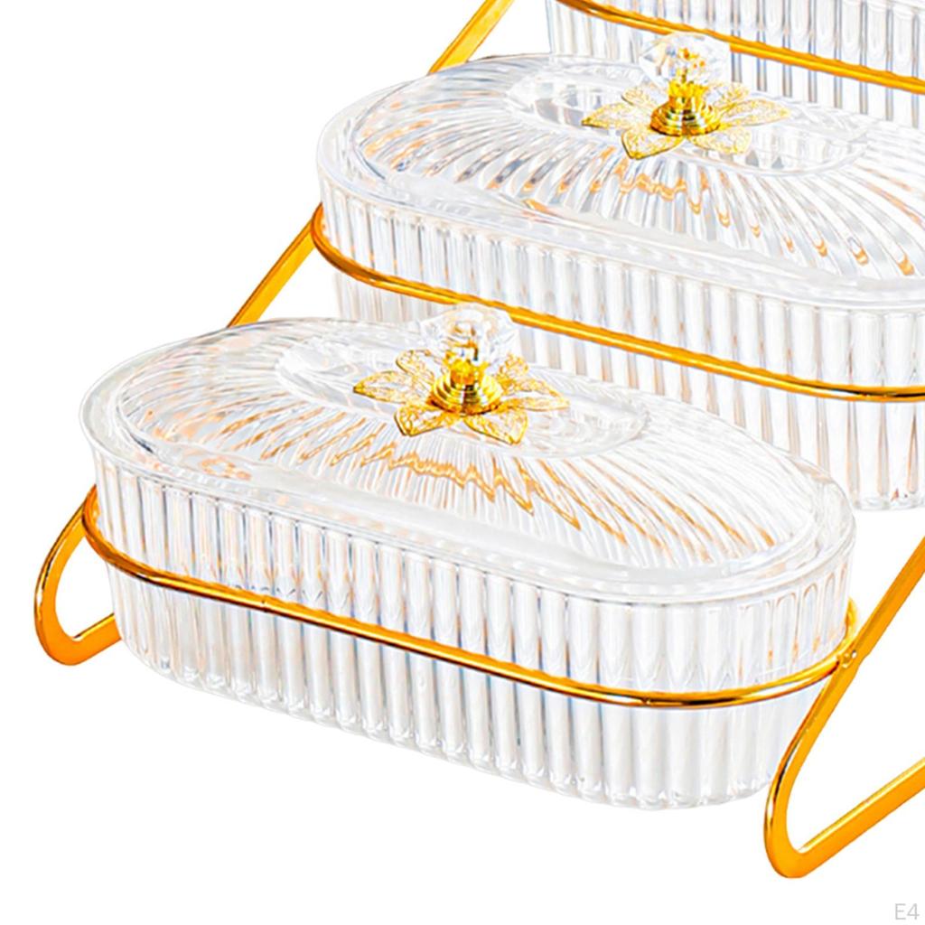 Dried Box Ornament 3 Tier Gifts Storage Versatile Vegetables Breakfast Tray Snack Holder for Holiday