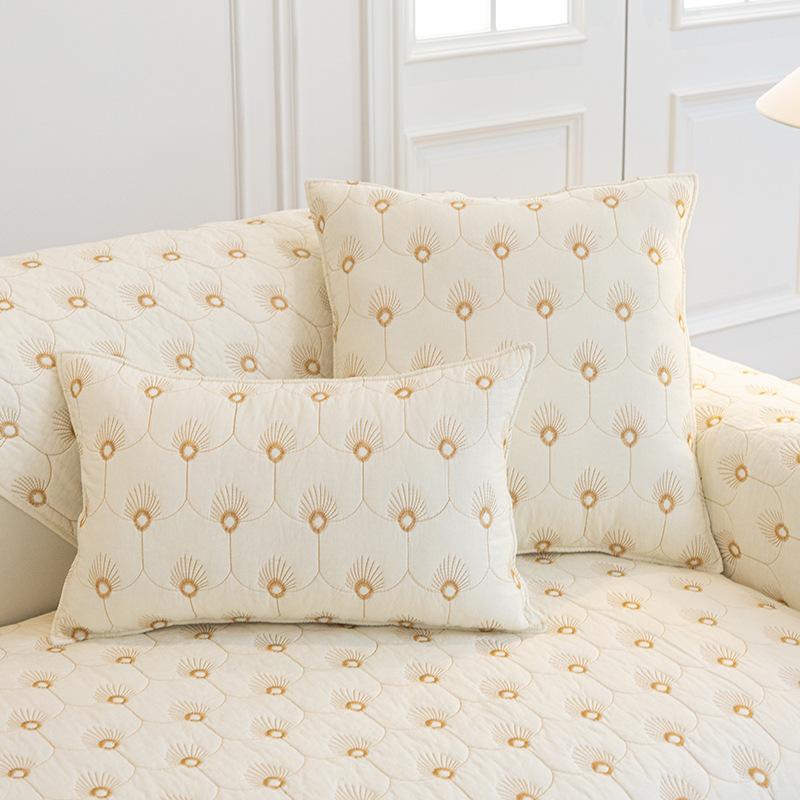 Cotton Embroidery NonSlip Sofa Cushion Pure Cotton Solid Color Nordic Sofa Cushion Four Seasons Universal Sofa Cover Cover Cloth