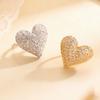 Ear Clip Sparkling Cubic Zirconia Inlaid Heart Design Non-Pierced C-Shaped Clip-On Earring Adjustable Lightweight Earring