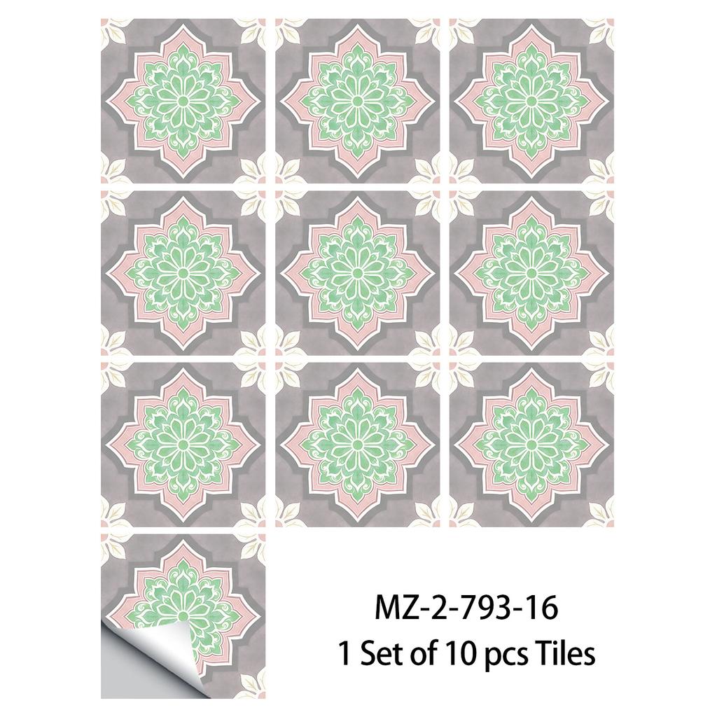 10 Pezzi Adesivi Piastrelle Mandala Boho - Decalcomanie Murali in PVC Lucido Cristallo - Murale Autoadesivo Impermeabile per Pavimento Cucina Bagno Decorazione Casa