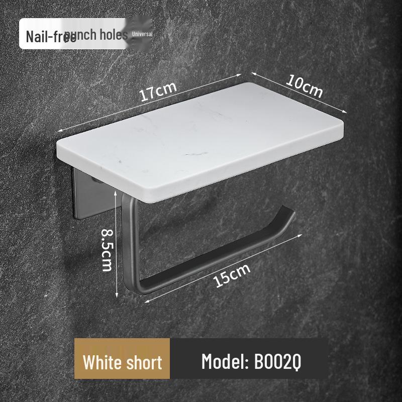 Luxury No-Drill Marble Bathroom Tissue & Phone Holder