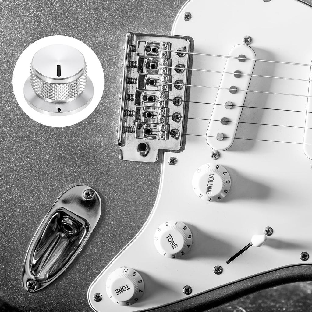 uxcell Aluminum Geared Potentiometer Knobs Volume Tone Control Top Hat Knobs for Musical Audio Silver 5-Pack 1/4" Guitar, Instruments, Mixers,
