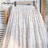 Prairie Chic Spring Summer Women A-Line Skirt Elastic Waist Floral Print Colorful Skirts Womens Fresh Cotton Vintage Basic Skirt