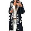 Cappotto Invernale da Donna Maglione Lungo con Cappuccio Autunno Spesso Caldo Lavorato a Maglia Lunghezza Media Ampio Chiusura con Zip Tasche Fantasia Lettere