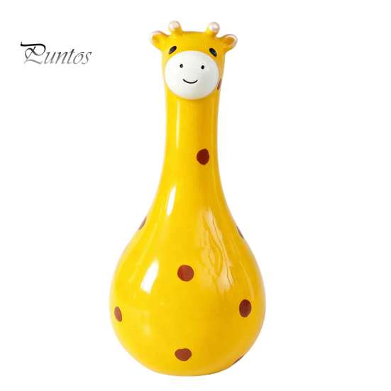 Vivid Texture Animal Figurine Cute Polka Dot Giraffe Vase, Hand-painted Resin Flower Creative Big-mouthed Unique Home Decor Accents Holder for Living