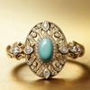Elegant Eco-friendly Gold-Plated Women's Ring with Turquoise Inlay - Hot French Jewelry Trend