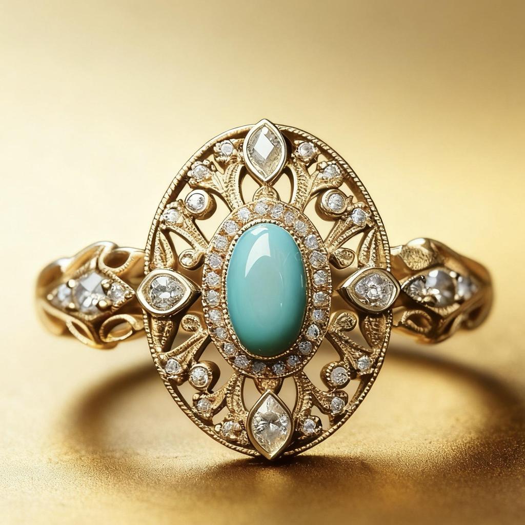 Elegant Eco-friendly Gold-Plated Women's Ring with Turquoise Inlay - Hot French Jewelry Trend