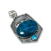 Neon Blue Apatyt, Wisiorek z kamieni szlachetnych Chalcedon, Naturalny apatyt Kamień szlachetny Ręcznie wykonany 925 Srebro Sterling Wisiorek z niebieskiego apatytu dla kobiet Wisiorek na prezenty