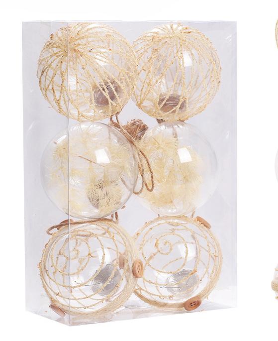 6PCS Transparent PET Rope Wrapped Christmas Ball Set Christmas Fun Decorations Party Atmosphere Christmas Tree Decoration Ball