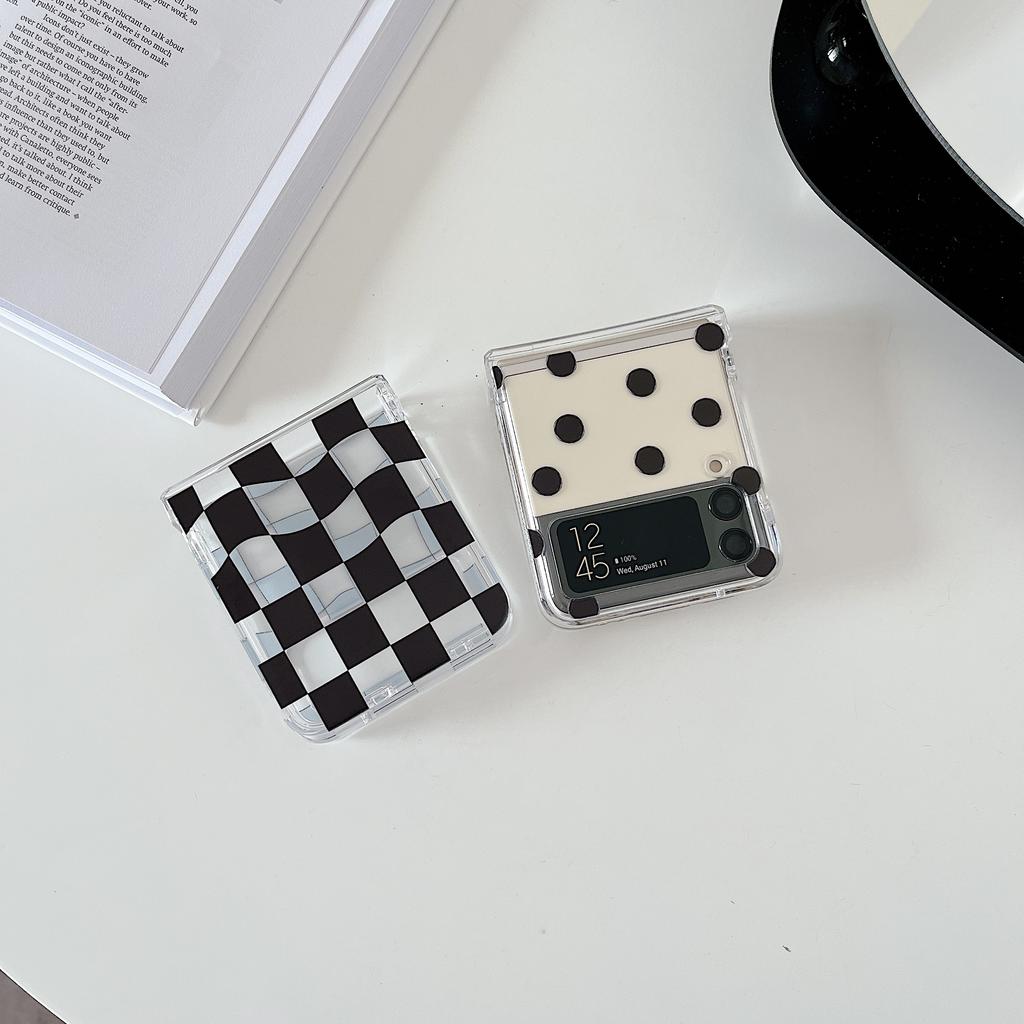 Für Samsung Z Flip 4 Hülle Ins Plaid Punkt Transparent Faltbare Handyhülle Für Samsung Z Flip 3 5g Zflip4 Stoßfest Hart Rückseite