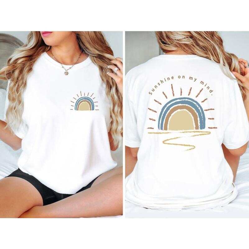 

Unisex retro sun-kissed T-shirt, comfortable solid color loose fit. XXXL