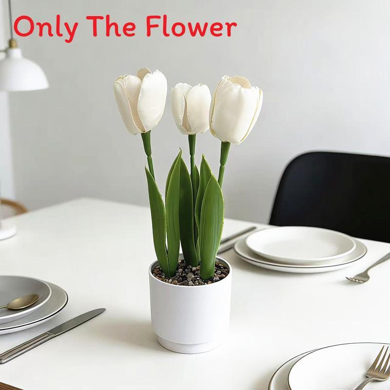 Tulip Flower Arrangement With Plastic And Fabric For Wedding Decor And Home Styling