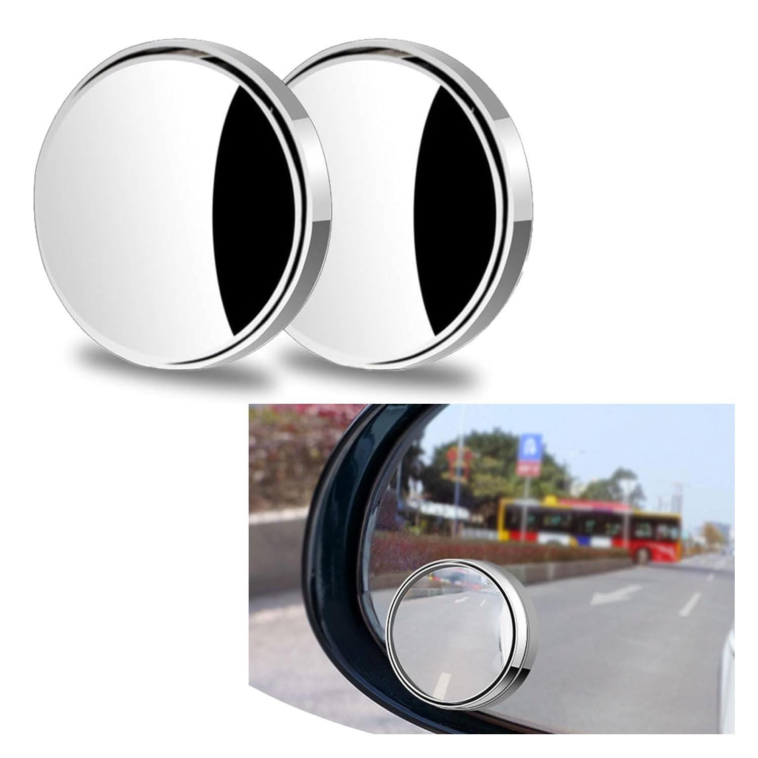 

Auxiliary Mirror, Round Side Mirror, Blind Spot Mirror, For Cars, Cars, Freely Adjustable Angles, Diameter: 5.5cm срібний