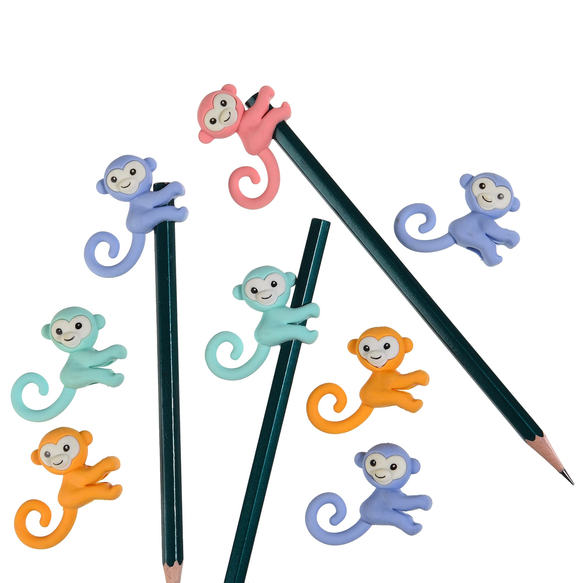 

32 Pencil Eraser Toppers for Kids Cute 3D Monkey Pencil Top Eraser Caps - коричневый