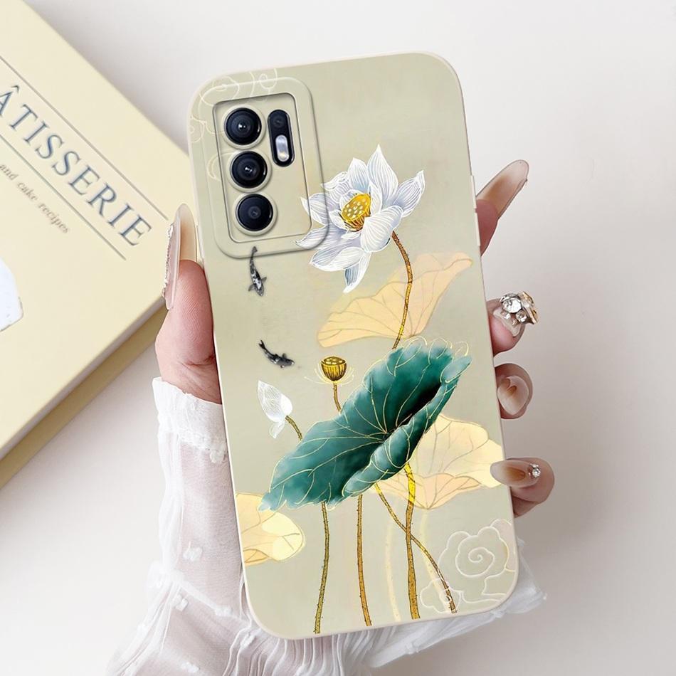 For OPPO Reno6 CPH2235 Elegant Sunflower Tulip Printed Phone Case For Oppo Reno 6 4G Soft Silicone Shockproof Cases