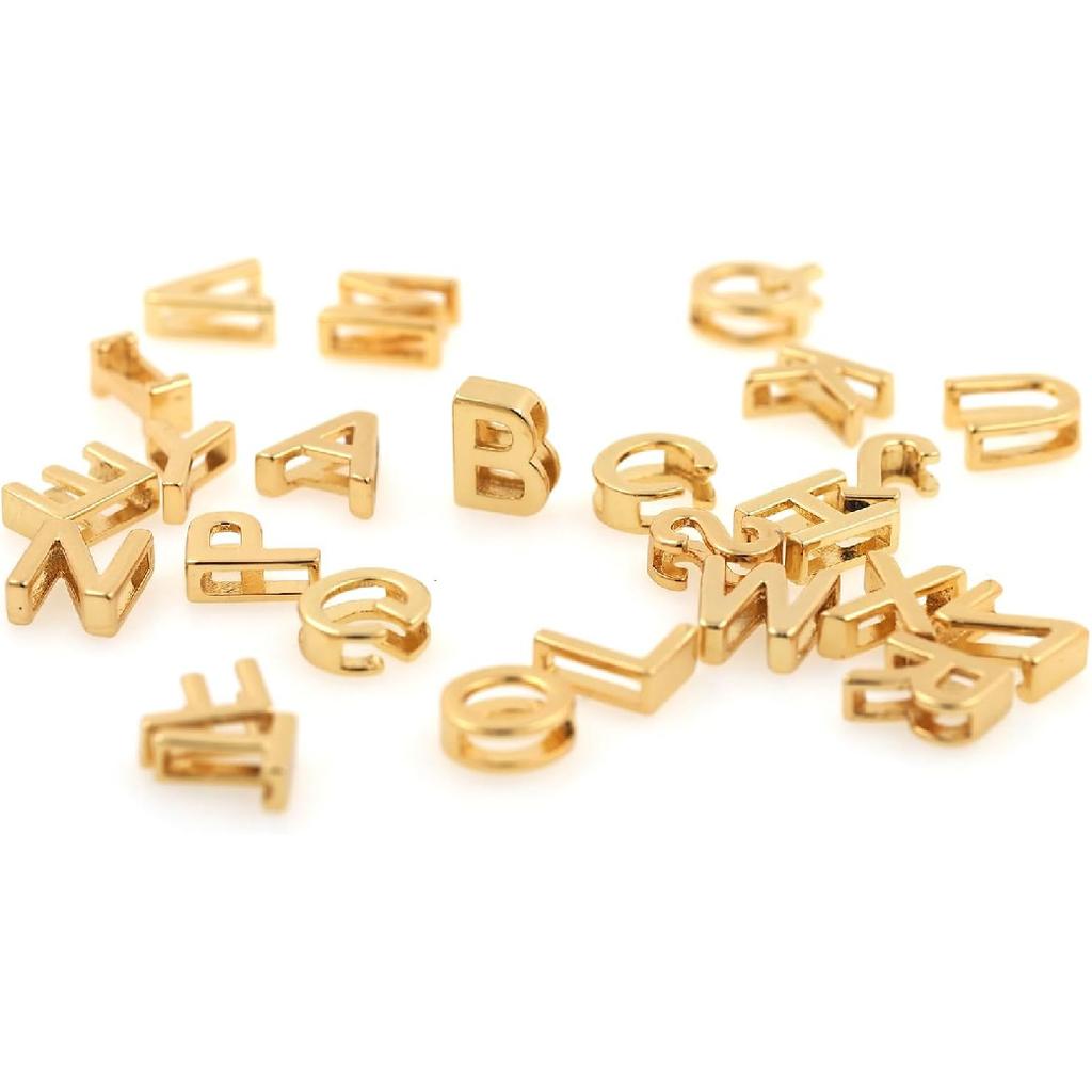 26pcs 18k Gold Filled Letter Charms,Initial Charms,Letter Pendants for DIY Bracelet Necklace Jewelry Making