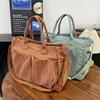Corduroy Shoulder Tote Bag For Women Large Capacity With Zipper Closure For Daily Use