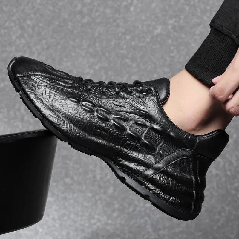 Fashion Cow Leather Black Luxury Shoes for Men Spring Autumn New Designer Sports Sneakers Male Retro Fashion Casual Platform Shoes Man