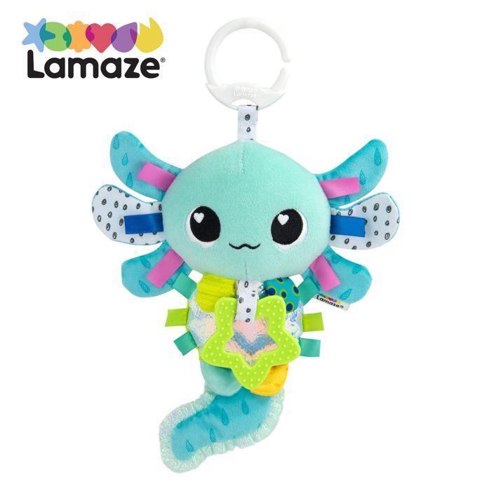 Peluche d'éveil sensoriel - lamaze - alise l’axolotl - couleurs vives - 0 à 6 mois - à clipser