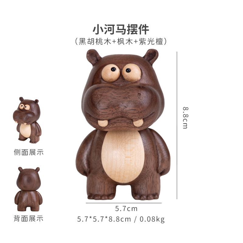 

Креативная и милая фигурка бегемотика, настольное украшение из массива дерева, в качестве подарка на день рождения для друзей, украшение для дома