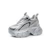 Leather dad shoes women's summer new versatile silver thick-soled inner height-increasing mesh breathable sports and leisure shoes