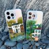 Rural Style Coffee Shop Phone Case For iPhone 16 12 Pro Max Plus 13 14 15 11 Pro Max Plus Mini Shockproof Laser White Back Cover