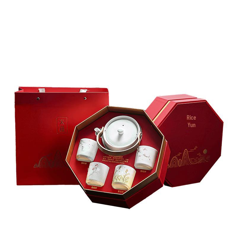 Songyun Hand-Painted Zisha & Ceramic Tea Set Gift Box