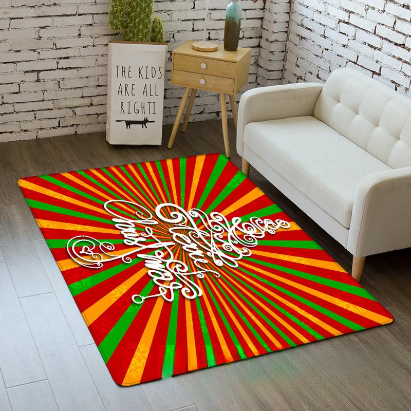 Christmas Santa Claus Rug Carpet Mat for Living Room Home Decoration Merry Christmas with Tree Ornament Candy Cane Snowflake