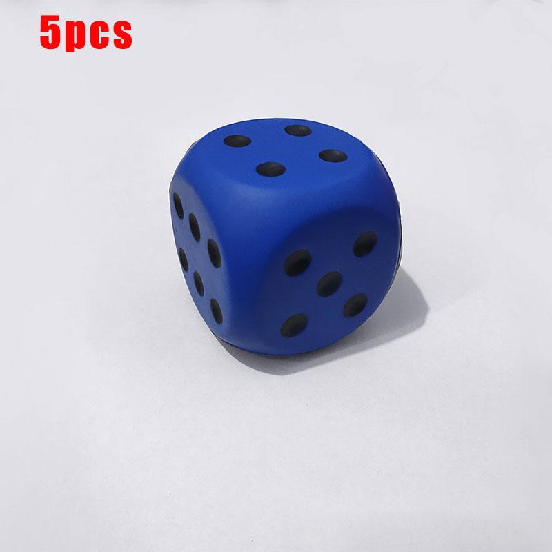 

5/10 шт. большие губчатые кости, мягкие и эластичные игрушки, цветные игральные кости, 6 см, познавательные забавные реквизиты, вечерние, домашний и садовый игровой инструмент 5pcs Blue