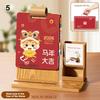 Year of The Horse 2026 Desk Calendar Student Stationery Gift Box Ornamental with Pen Holder Wooden Desktop Ornament