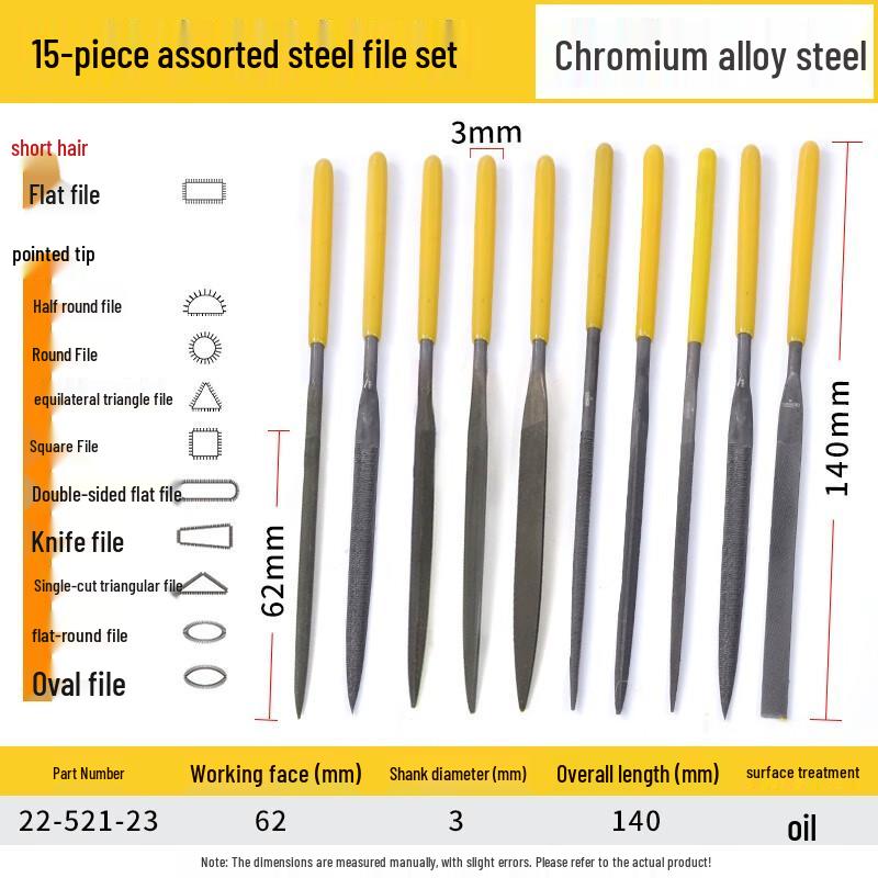Stanley 10-Piece Assorted Steel Files Set: Includes 3x140mm, 4x160mm, and 5x180mm options.